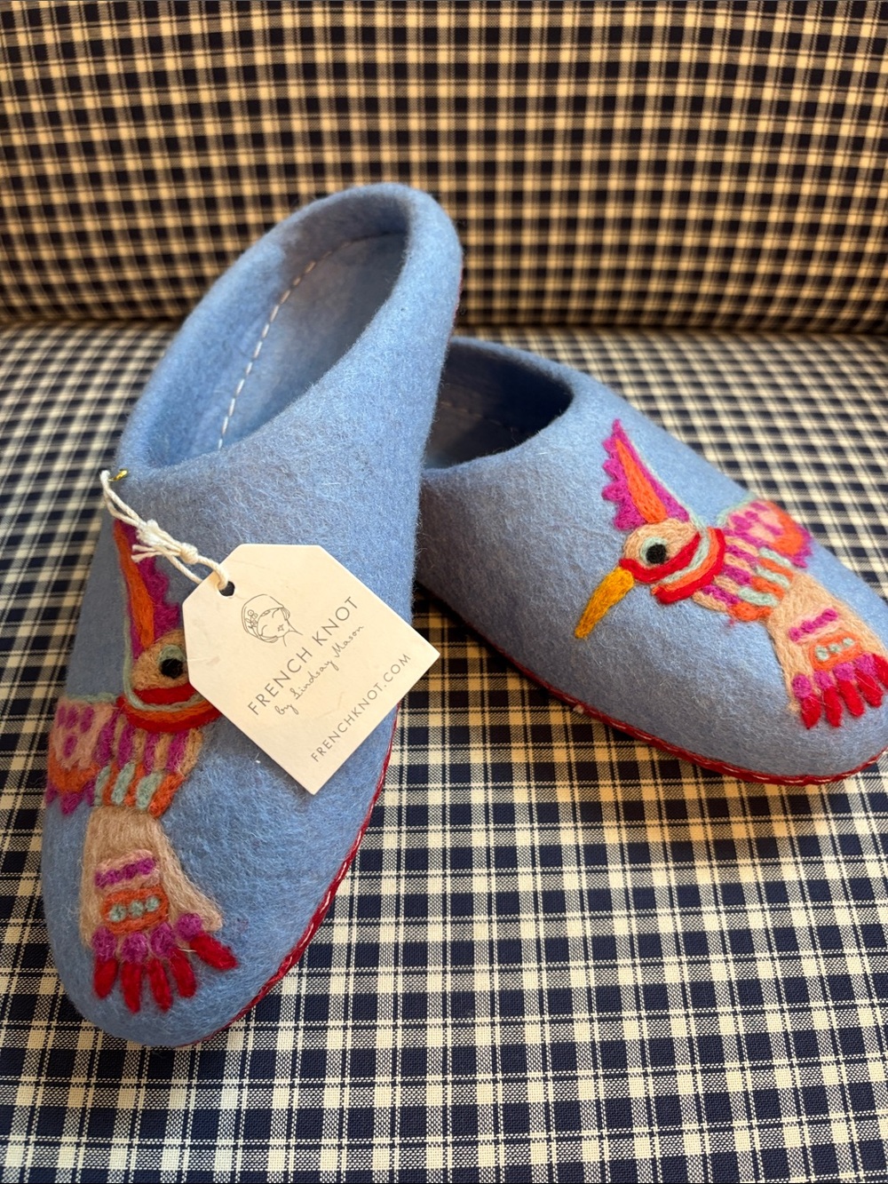 Boiled wool  Blue Felt Women's Slip-On Slippers